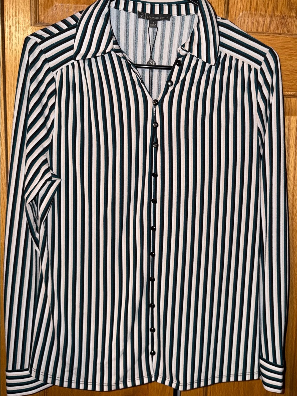 Adriana Papel v-neck mini button front long stripped